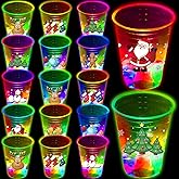 mishunyus 40 Pcs Christmas Party Cups, Glow Christmas Flashing Theme Cups, for Holiday Party Supplies, for Nighttime Fun, BBQ, Christmas Decor, with 8 pattern