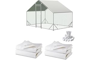 AHPUHTAN Chicken Coop Cover Waterproof and UV, 11.3 * 6.3 FT Chicken Run Cover for Winter with Ball Bungees Cords, Shade Cloth for Large Chicken Coop, Walk-in Chicken Run Pen, Chicken Coop Tarp (2 Pack)