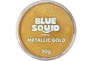 Blue Squid PRO Face Paint - Professional Water Based Single Cake Facepaint & Body Paints - SFX Makeup, Kids Adults Face Painting for Costume, Halloween, Cosplay - Metallic Gold 30g / 1oz
