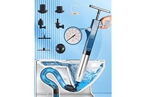 CozyOasis Air Toilet Plunger Set,Air Drain Blaster Plunger,High Pressure Toilet Clog Remover Tool,Stainless Steel Toilet Snak