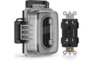 ELEGRP Outdoor GFCI Outlet with Extra-Duty in Use Cover, 20 Amp TRWR Self-Test GFI Receptacle, 1 Gang Weather Resistant in-Use Cover, Lockable, Horizontal/Vertical Mount, UL Listed, 1 Pack, Black