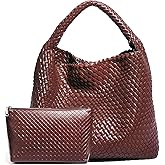 Geelyda Woven Tote Bag for Women with Purse, Fashion Shoulder Hobo Underarm Bags, Large Woven Handmade Work Commuter Day Bags