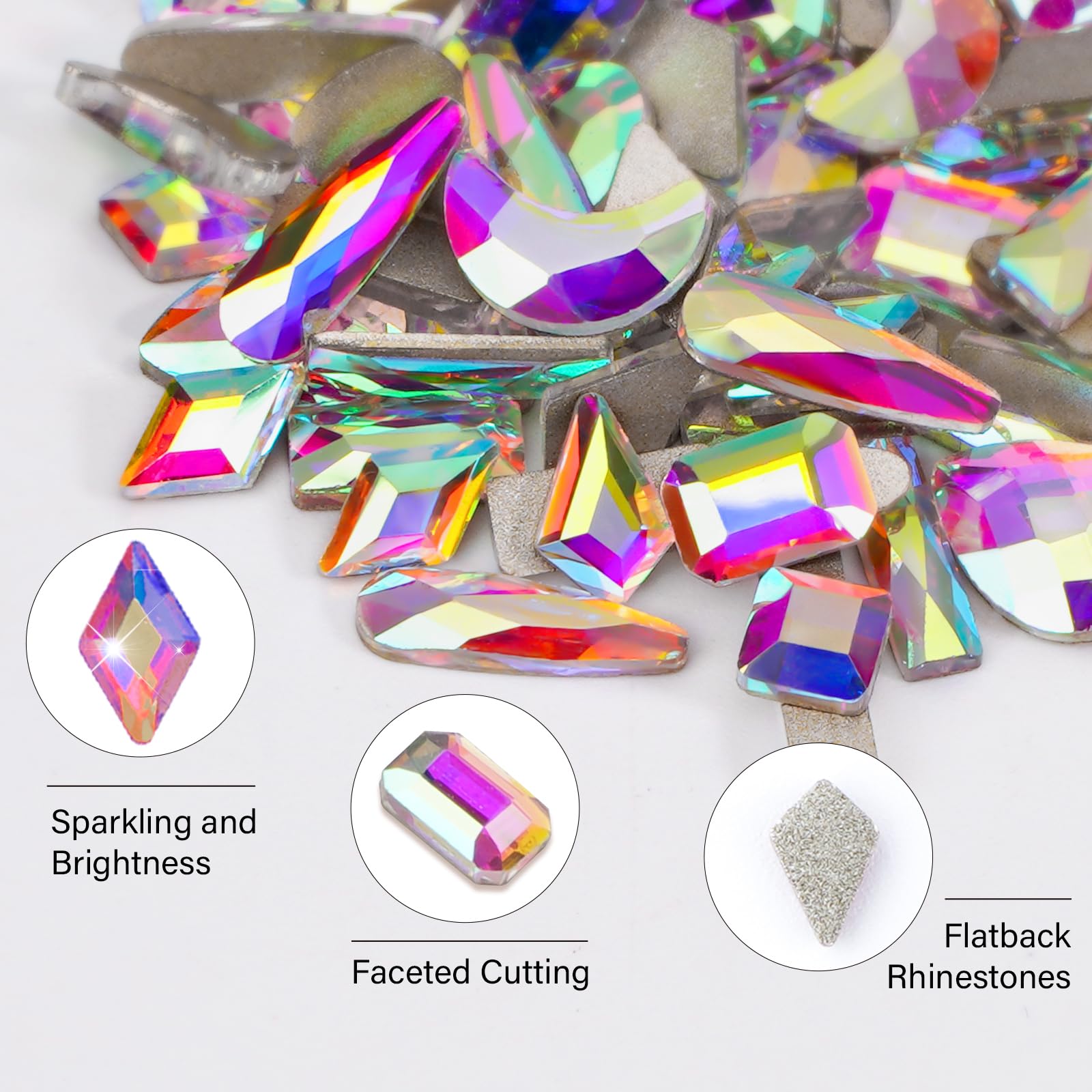 Canvalite 2518Pcs Rhinestones Nail Gems, 12 Styles 3D Glass AB Crystals Charms Shiny Multi Shape Flatback Nail Rhinestones for Nail Art with Picker and Tweezers for DIY Nail Art - Image 3