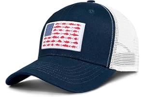 NAICISSISM American Fish Flag Trucker Hats - Fishing Gifts for Men - Outdoor Snapback Fishing Hats Perfect for Camping and Daily Use