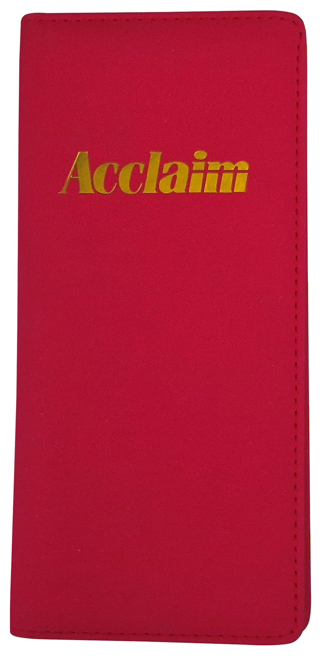 Acclaim Rigid Lawn Bowls Bowling Scorecard Holder Lightly Padded Plain Colour Sparkle Finish 23 cm x 11 cm with Spring Clip & Pen Loop (Red)