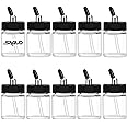 SAGUD 10pcs Glass Airbrush Bottles Kit 20cc Air Brush Gun Jar with 10 pc Adapter Caps Cover Set fits Dual–Action Siphon Feed