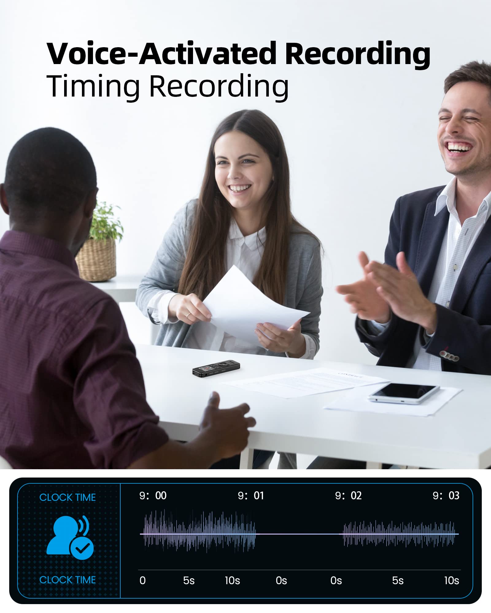 ZOOAOXO 64GB Digital Voice Recorder, Voice Recorder with Dual Microphone, 3072 kbps HD, A-B Repeat, Recording Monitoring, Noise Reduction, Voice Activated Recording