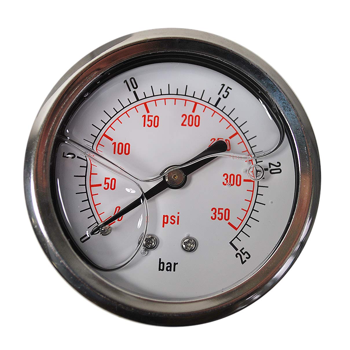 HELO '1753294' Glycerin gefüllte 025 bar Manometer, 63 mm Ø, 1/4