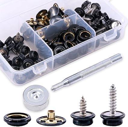 Amazon Com Glarks 120 Pieces Stainless Steel Marine Grade Canvas And Upholstery Boat Cover Snap Button Fastener Kit With 2pcs Setting Tool 40 Sets Black