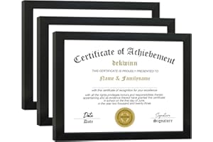 DEKWINN 8.5x11 Diploma Frame Certificate Document Frame Set of 3 with High Definition Glass,Picture Frame for Wall and Tablet