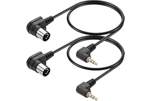 CERRXIAN 2PCS 5 Pin DIN to 3.5mm Cable,90 Degree MIDI Din 5 Pin Male to 90 Degree 3.5mm 1/8'' Male TRS Stereo Jack Audio Cabl