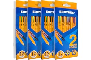 ECOTREE Pre-Sharpened Pencils #2 Wood-Cased Number 2 Pencils with Erasers Yellow Pencil Bulk for School, Writing, 48 Count