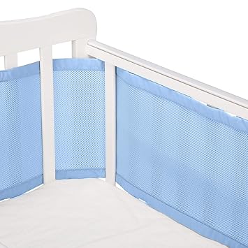 light blue crib bumper