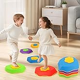 Stepping Stones for Kids, Durable Non-Slip Balance Toys with Step-On Sound Effects, Indoor/Outdoor Sensory Play to Prompt Motor Skills & Coordination, 5-Pcs Toddler Stepping Stones for Ages 3+
