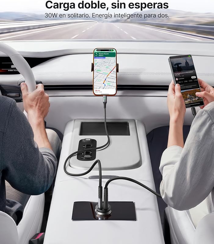 Carregador de carro iniu, carregador de carro de carregamento rápido total-60w 5a usb-a e usb-c, adaptador de metal para iphone12 pro max mini 11 xr 8 samsung s21 huawei lg ipad airpods laptops tablets.…