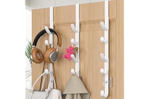 KAIFERTY Over The Door Hooks, Metal Door Hooks for Hanging, Over The Door Purse Organizer for Door Coat Hanger, Back of Shower Door Hooks for Hanging Towel Rack Clothes, Hat, Bathroom, Closet (White-3Packs)