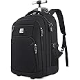 UKEIN Rolling Backpack,16inch Wheeled Laptop Backpack, Carry on Underseat Bag with Wheels, Overnight Weekender Small Travel Suitcase for Men Women