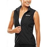 qualidyne Women's Windproof Cycling Vest, Lightweight Full-Zip Breathable Sleeveless Bike Jacket, 1 Back Pocket, Reflective