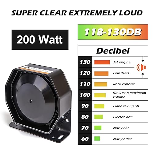 200 Watt Siren Xprite 200 Watt Emergency Warning Siren PA System - 8 Tones With Slim Speaker & Microphone Xprite Siren