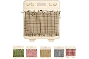 Handmade Oven Skirt - Farmhouse Decorative Oven Curtain with Ruffled Trim & Ribbon Ties, Heat-Resistant Cover for Ovens, Dish