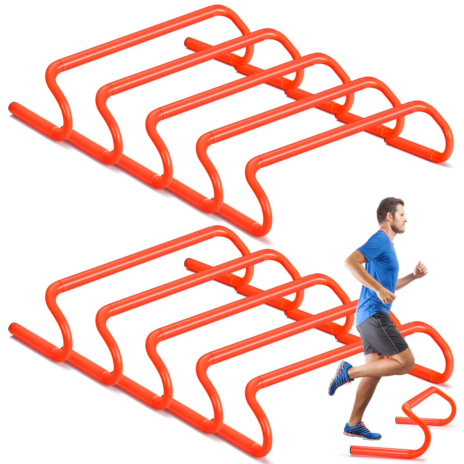 Photo 1 of Wettarn 10 Pcs Speed Agility Training Hurdles Detachable Durable Hurdle Agility Plyometric and All Purpose Speed Training Equipment for Athletes Soccer Basketball(6 Inch,Orange)
