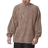 Men's Oversized Cotton T-Shirts Heavy Weight Crew Neck Vintage Wash Tee Long Sleeve Casual Gym Workout Tops