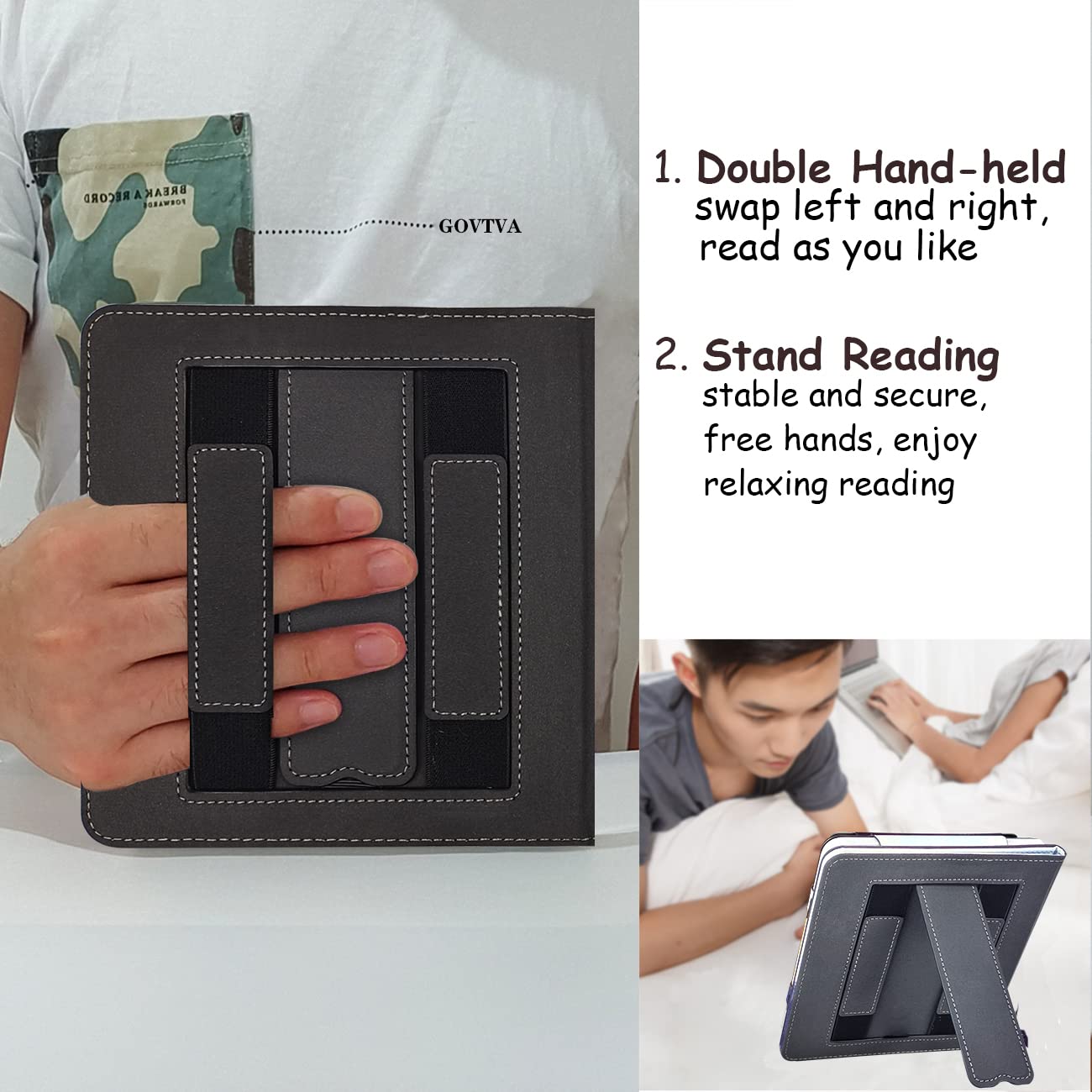 Kobo Libra Colour/2 Case Cover for 7 inch Kobo Libra (2024/2021 Release, Model: N428/N418) with Auto Sleep/Wake/Double Hand Strap/Stand (Misty Forest)