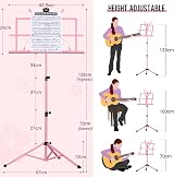CAHAYA Sheet Music Stand Metal Portable with Carrying Bag CY0204-1 Pink view 2