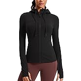 CRZ YOGA Butterluxe Hooded Athletic Jackets for Women - Full Zip Track Casual Tops with Thumb Holes Pockets