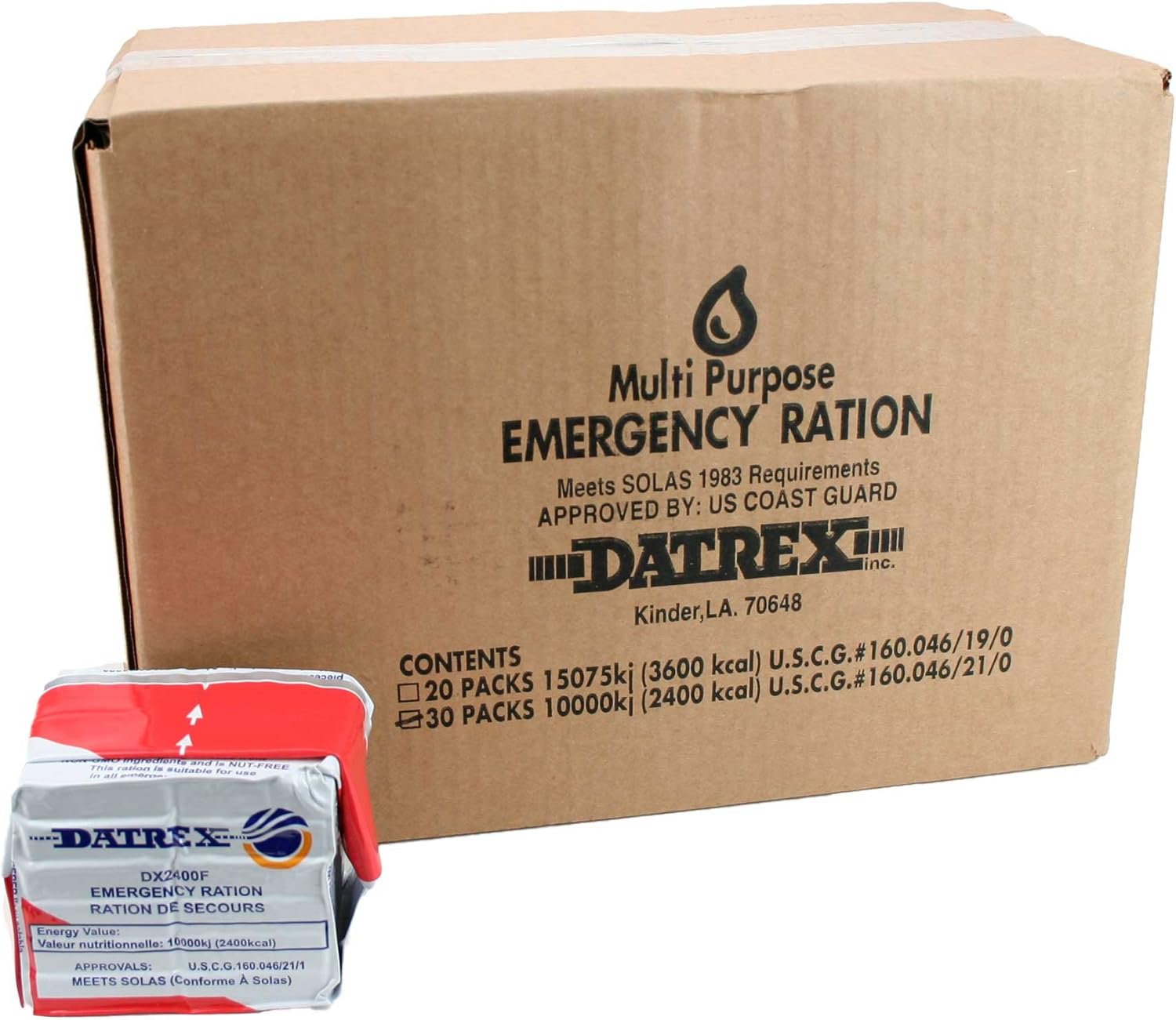 Datrex Emergency Survival 2400 Calorie Food Ration Bar (Pack of 30