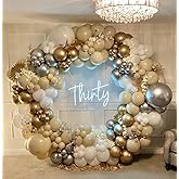 Sand White Gold Silver Balloon Garland Arch 135PCS Nude Beige White and Chrome Gold Silver Balloons Balloon Arch for Boho Wedding Bridal Baby Shower Engagement Anniversary Birthday Party Decorations