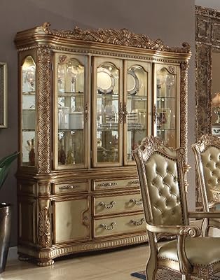 ACME Vendome Hutch & Buffet - Gold Patina Bone Finish