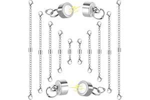 JMZYJZH 10 Pcs Silver Magnetic Necklace Extender, Silver Chain Extenders for Necklaces, Magnetic Necklace Clasps Extensions for Women