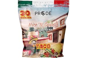 PRIDE FOODS EST 2018 Pride Foods Rice 'N Grinds Hot Cereal - Gluten-Free, Non-GMO, Vegan-Friendly, Natural Rice Meal, Quick & Easy Hot Meal, Low-Fat Comfort Food, 30 Servings, Taco