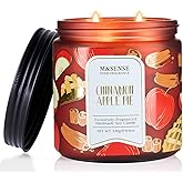 M&SENSE Christmas Candles Cinnamon Apple Scented, Soy Wax 11.6oz 70 Hours Long Lasting Burn, Holiday Candle for Kitchen Dining Room Fall Decor, Winter Relaxing Gifts for Women
