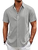 COOFANDY Mens Casual Button Down Shirts Linen Short