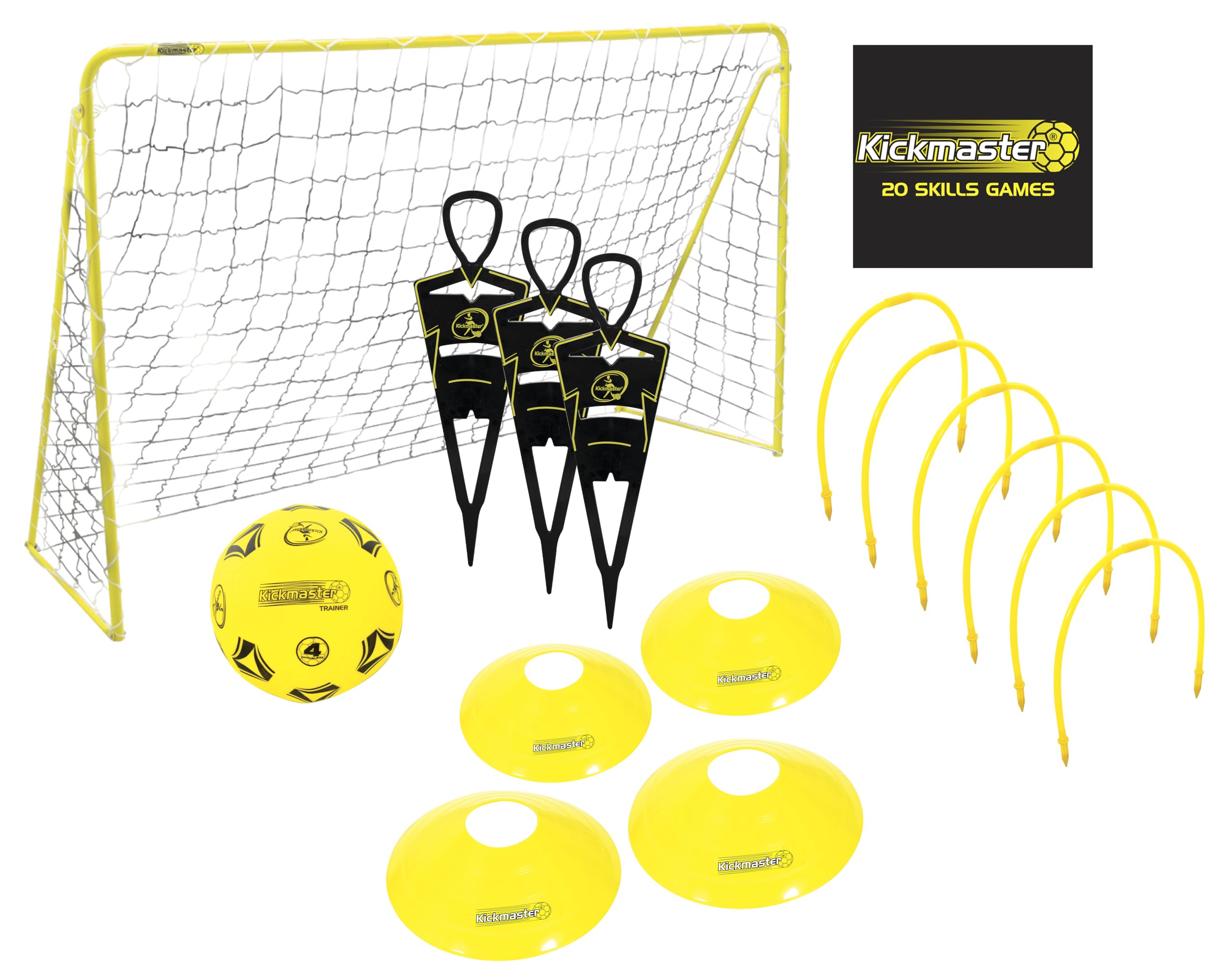 Kickmaster Ultimate Football Challenge Training Set | Includes Games Manual | Targets Ball Hoops | Soccer Skills Practice