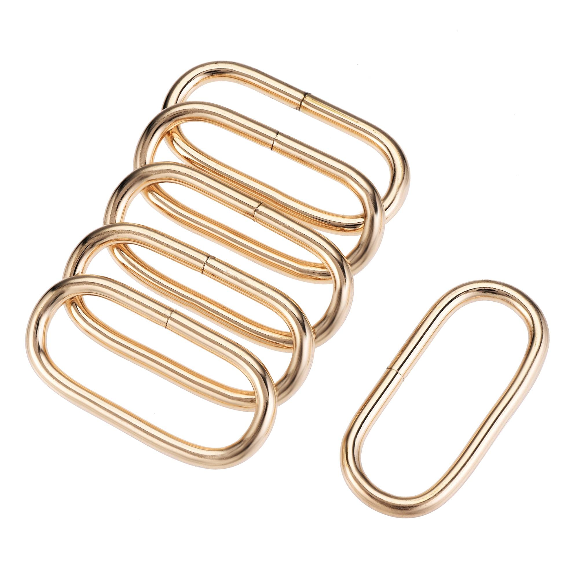 sourcing map Metal Oval Ring Buckles 50x19mm for Bags Belts DIY Gold Tone 6pcs