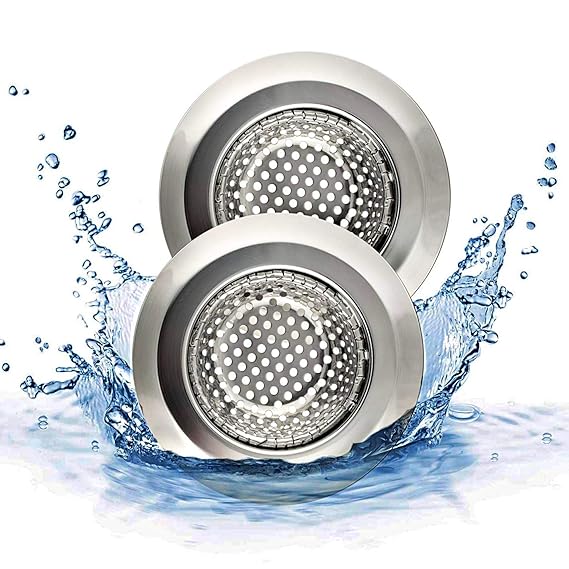 JEFF Abflusssieb Edelstahl [2er Set] Wichtiger Haushaltshelfer in Dusche, Badewanne, Waschbecken & Spüle - Beuge Verstopfung 