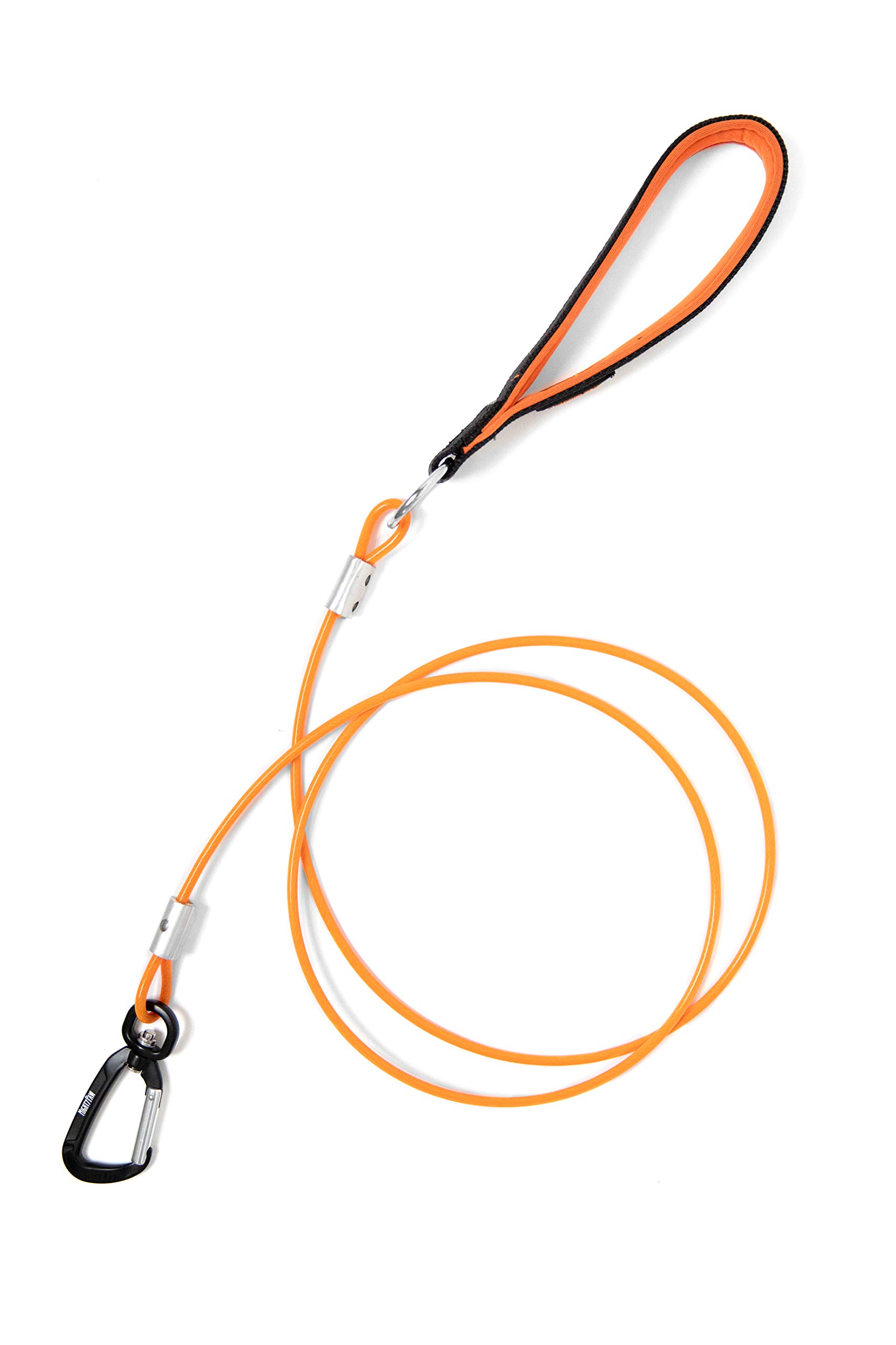 Mighty Paw Chew Proof Dog Lead | 1.8m / 6ft Metal Cable Leash, Non Chewable Braided Steel Cord with Padded Handle. Bite Resistant, Great for Small, Medium and Large Pets, and Teething Puppies (Orange)