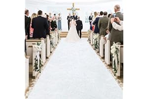 MODFUNS White Aisle Runner for Wedding Ceremony 5FTx15FT Wedding Aisle Runners for Indoors with Carpet Tapes Velvet Fabric Walkway Carpets Wedding Outdoor Floor Runner Church Beach Birthday Carpets