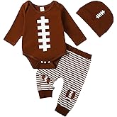 Newborn Baby Boy Football Outfit Long Sleeve Rugby Football Romper Pants Set Hat 3Pcs Infant Fall Clothes