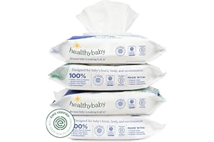 HealthyBaby Our Wet Wipes | EWG Verified Safe | 100% Water & Plant Based | Unscented & Safe for Sensitive Skin | Fragrance Free and Totally Chlorine Free (4 packs, 256 wipes)
