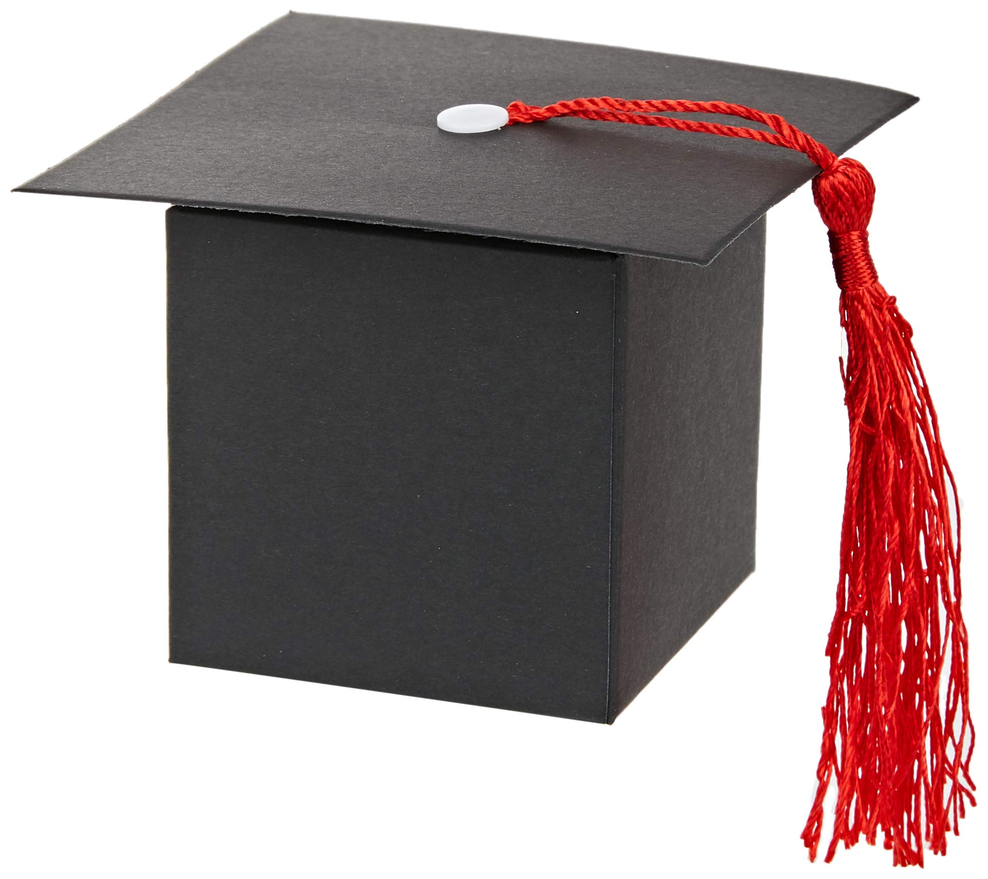 Mopec Paper Box Graduation Cap with Tassel 9x6x9cm. Pack of 25, Black/White, One Size