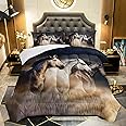 QOOMO Horse Comforter Twin Size,Galloping Horse Comforter Set for Kids Teens Girls Boys,3Pcs Bedding Set Printed Comforter with 2 Pillowcases,Soft and Lightweight，Twin Size