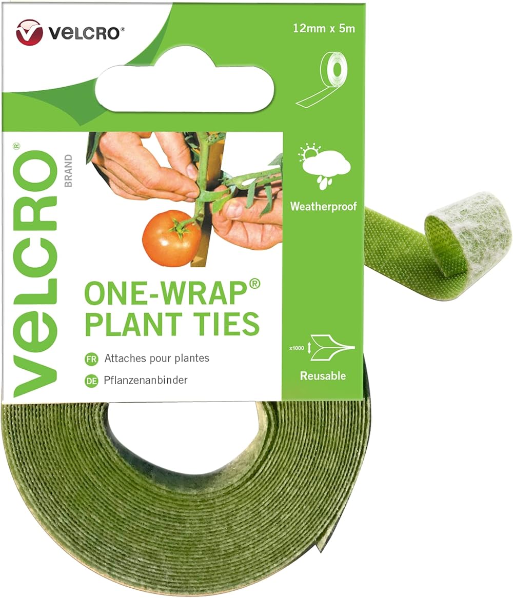VELCRO Brand ONE-WRAP Plant Ties 12mm x 5m Green Reusable Tape VEL-EC60202