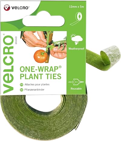 VELCRO Brand ONE-WRAP Plant Ties 12mm x 5m Green Reusable Tape VEL-EC60202