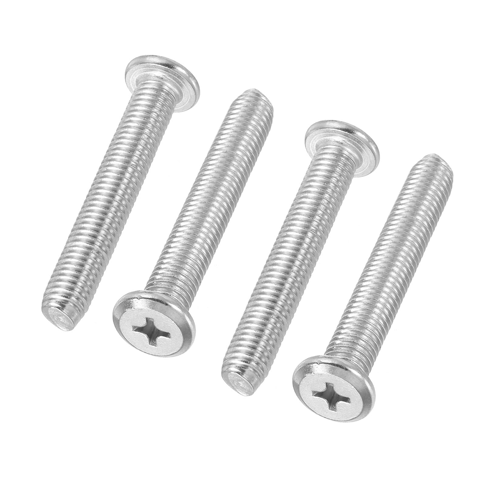 PATIKIL Flat Round Head Phillips Screws, 4 Pack M8-1.25 x 75mm Binding Screws 304 Stainless Steel 18-8 Full Thread, Phillips Drive Machine Screw Furniture Screw Connector Bolts
