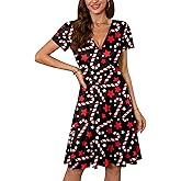 For G and PL Women's Christmas Short Sleeves V Neck Wrap Dress