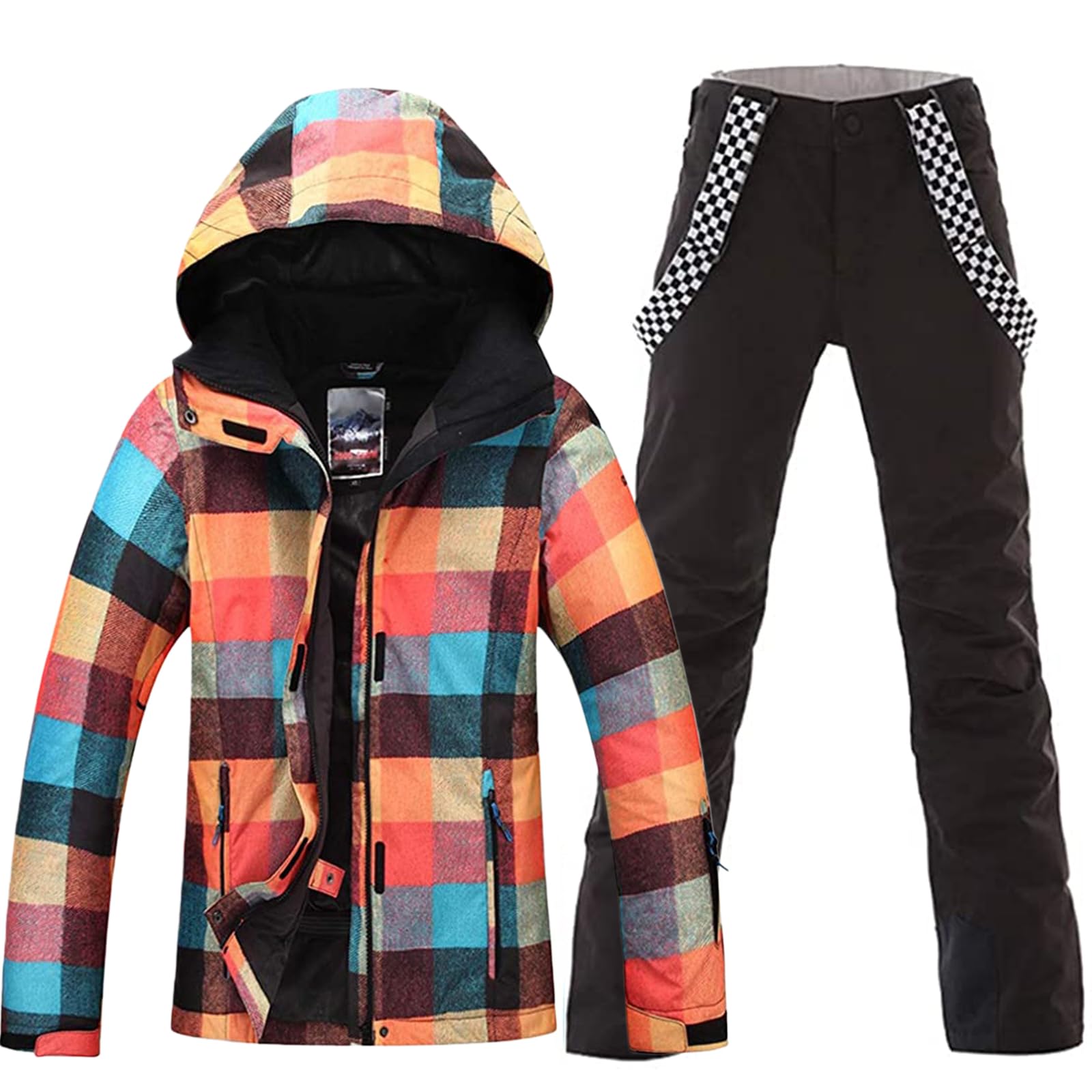 Photo 1 of HOTIAN Women's 2 Piece Ski Jackets and Pants Set Skisuit Colorful Waterproof Windproof Insulated Snowsuit Snowboarding Coat